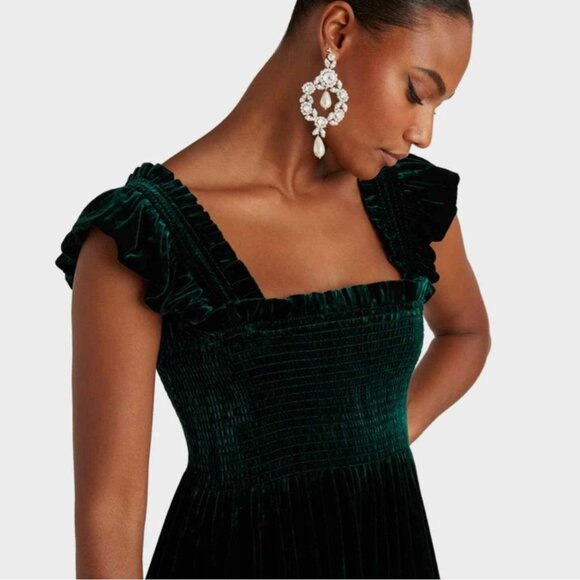 Hill House | Ellie Nap Dress | Emerald Green Velvet | Small - Picture 7 of 7